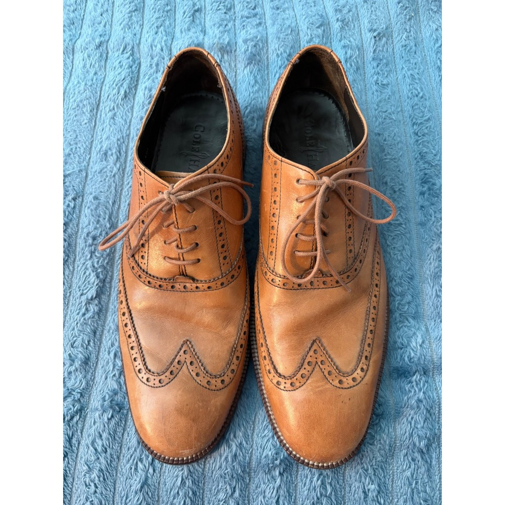 Cole Haan Men's Wingtip Brogue Leather Oxford Dress Shoes Tan Size 10 M C12210